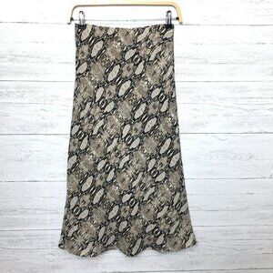 Peyton Jensen Skirt Tan Brown Snakeskin Print Elastic Waist size XS